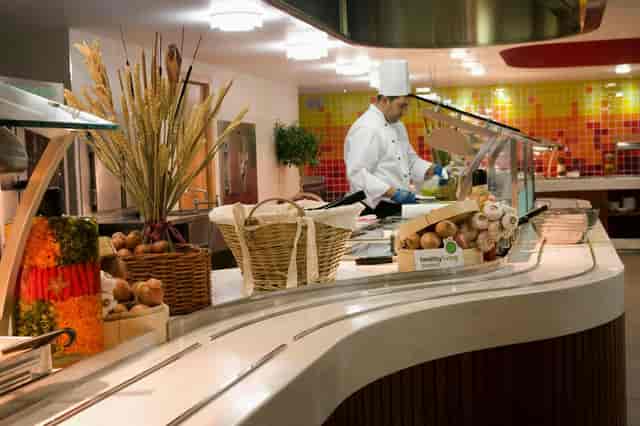 Chef-attended buffet at John McIntyre Conference Centre for corporate events and catering.