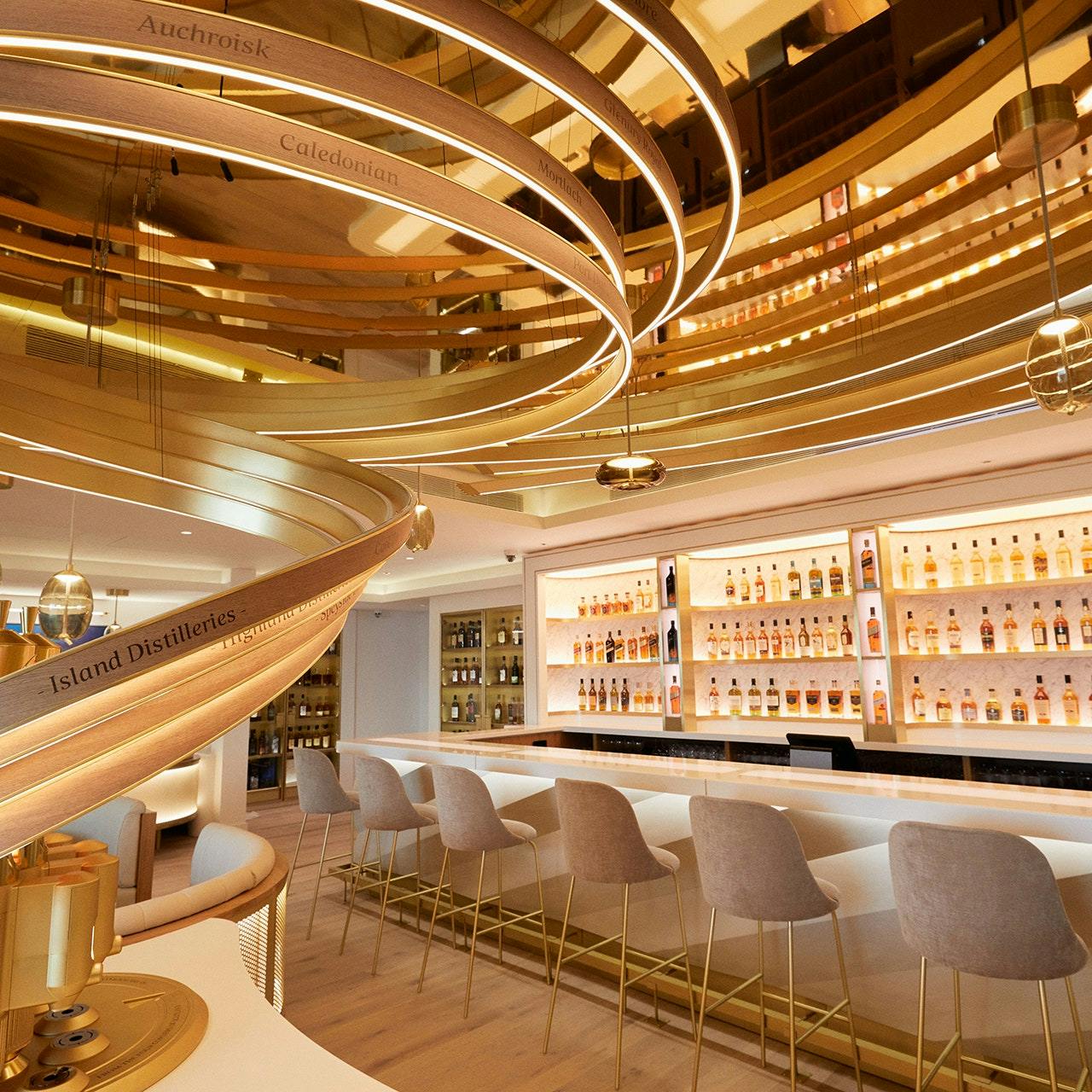 Blue Label Room at Johnnie Walker: upscale lounge for sophisticated client receptions and events. - Banner