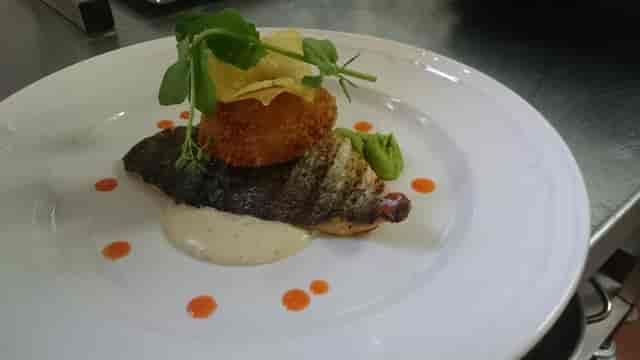 Gourmet seafood entrée at Regentensalon banquet, professional catering presentation.