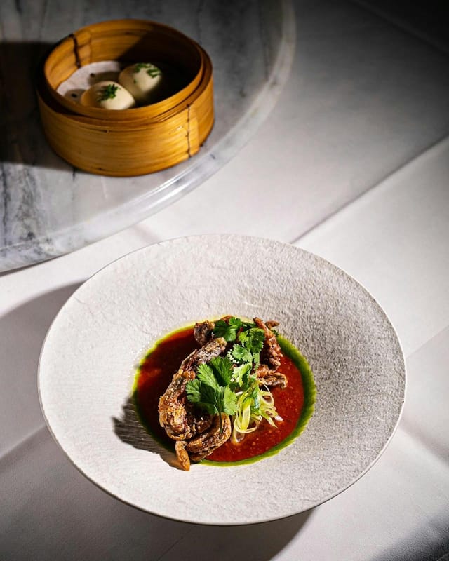 Gourmet starter at OX Rotterdam, perfect for upscale gala dinner or executive lunch.
