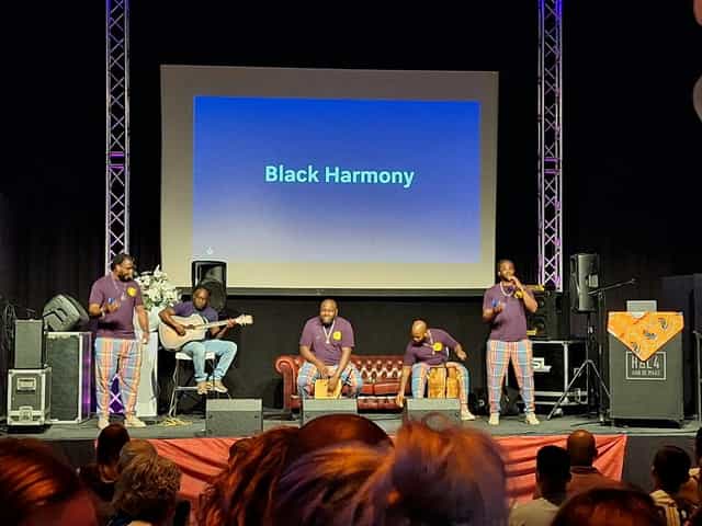 Live band performing on stage at HAL4 aan de Maas for corporate event entertainment.
