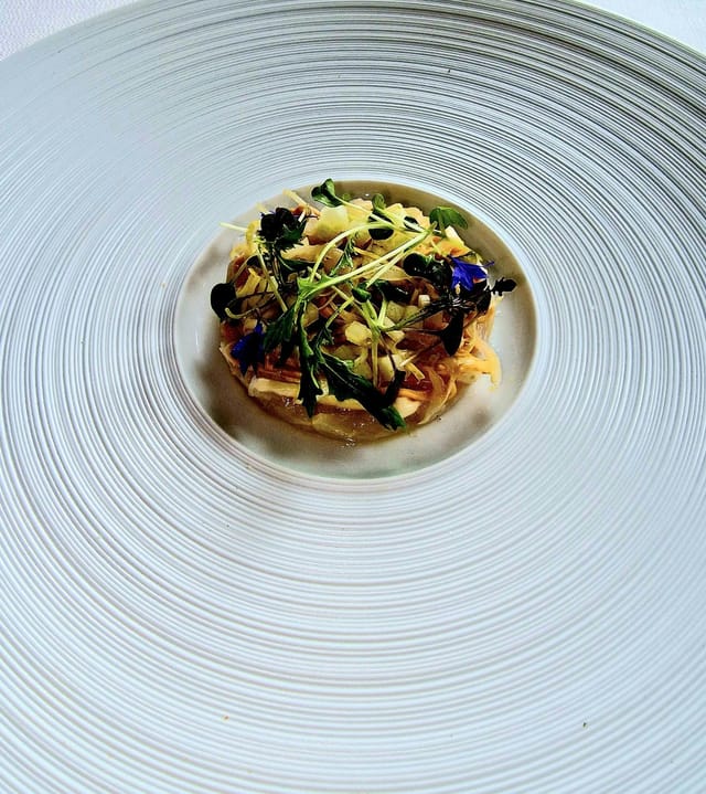Gourmet starter at Parkheuvel restaurant for executive dinner and gala events.