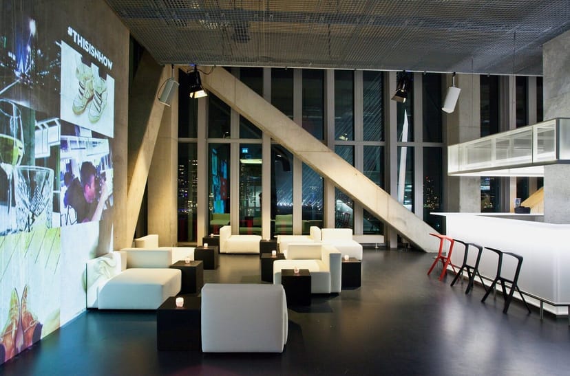 Rooftop terrace in nhow Rotterdam with city views, perfect for cocktail events and networking.