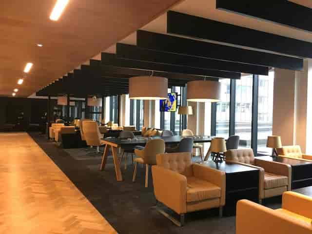 Roof terrace breakout space with lounge seating for networking and corporate events.