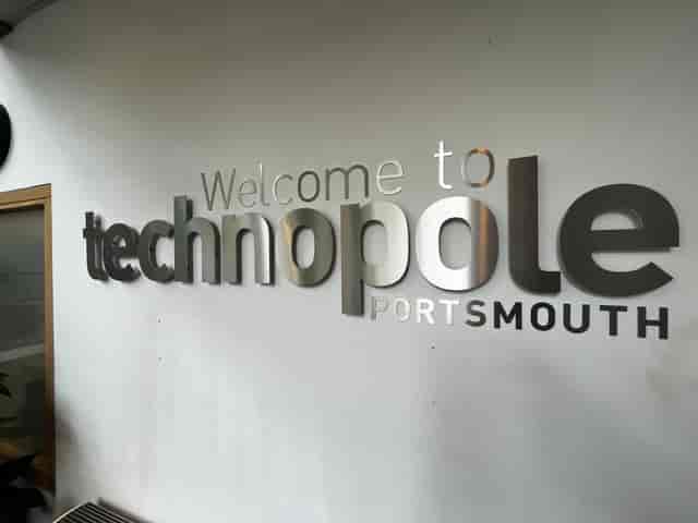Modern signage at Portsmouth Technopole serviced offices for corporate event and business meetings.