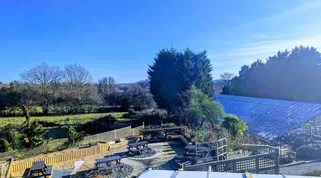 Outdoor breakout space at Babylon Garden Centre for networking and corporate events.