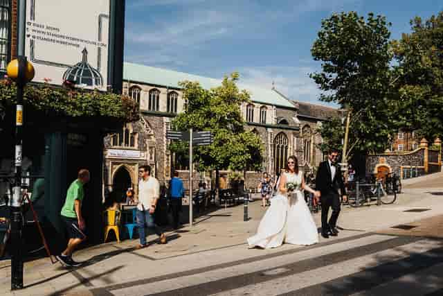 Outdoor wedding event space at St Andrews Brew House with crowd management.