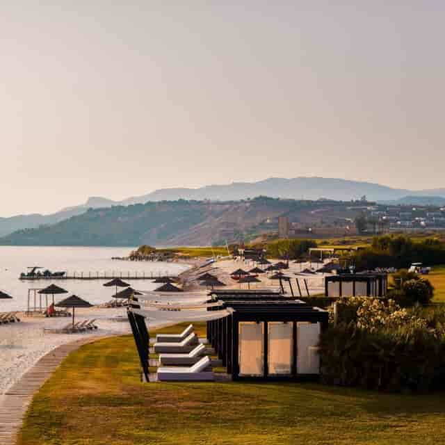 Verdura Resort ballroom with beach cabanas for executive retreats and networking events.