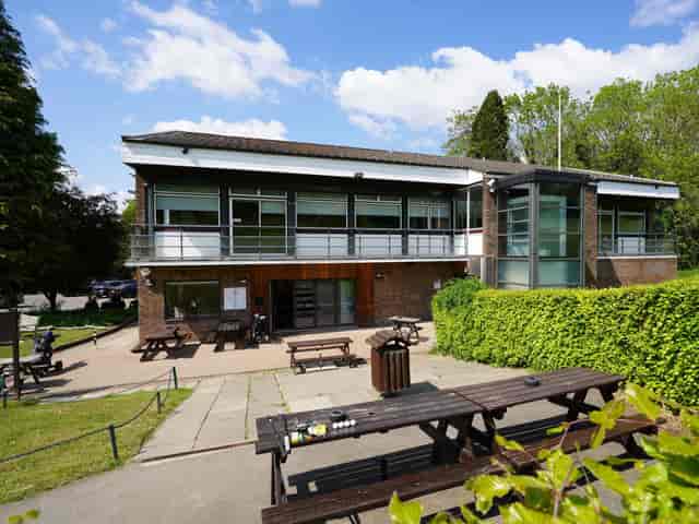 High Elms Golf Course clubhouse terrace, ideal for rustic event networking and outdoor catering.