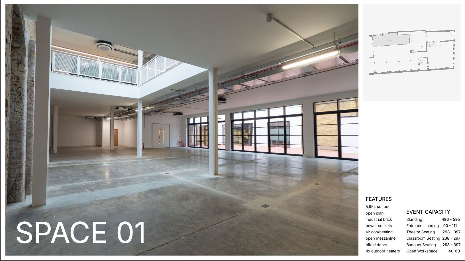 Industrial-chic venue in London with floor-to-ceiling windows for corporate events and exhibitions. - Banner