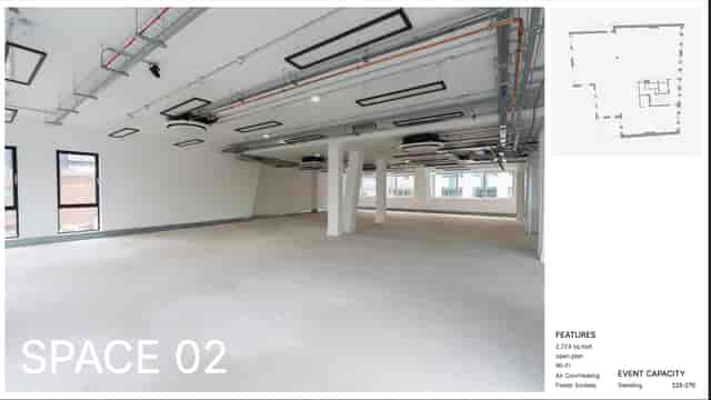 White box industrial venue for pop-up events and networking at 89 Worship St.