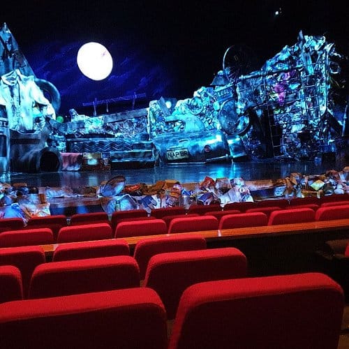 Immersive blue theatrical stage design for corporate events and keynote presentations.