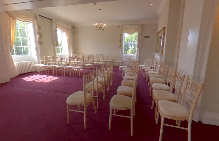 Ewart Room in Morden Park House: theater-style function room for intimate wedding ceremonies.