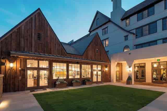 Grand Bohemian Mountain Brook ballroom with outdoor courtyard for corporate events or receptions.