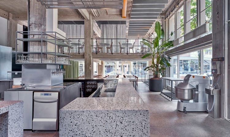 Industrial-chic restaurant venue for corporate workshops and culinary events in Old Scuola.