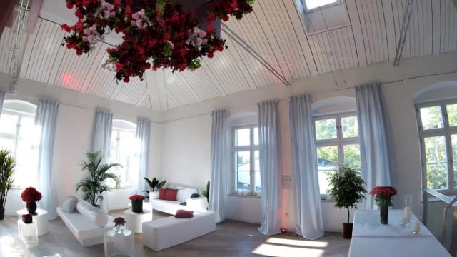 Floral installation at Schlosspalais No. 1 corporate lounge and gala event space.