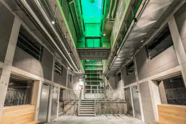 Industrial Werk 7 Hall venue with architectural lighting for edgy product launches and events.