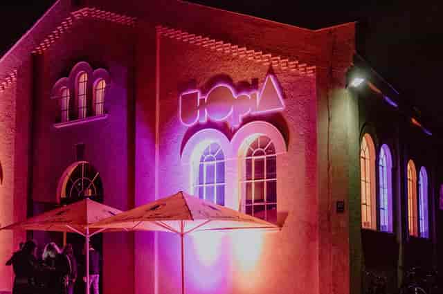 Industrial event space in Utopia with architectural lighting for corporate events and galas.