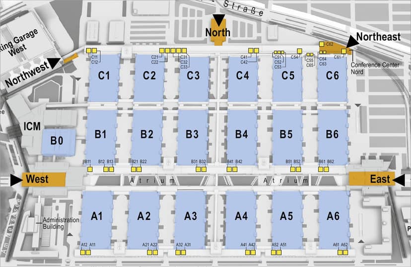 Meeting Room 1: Modular trade show hall at CCN Conference Center North for large-scale events.