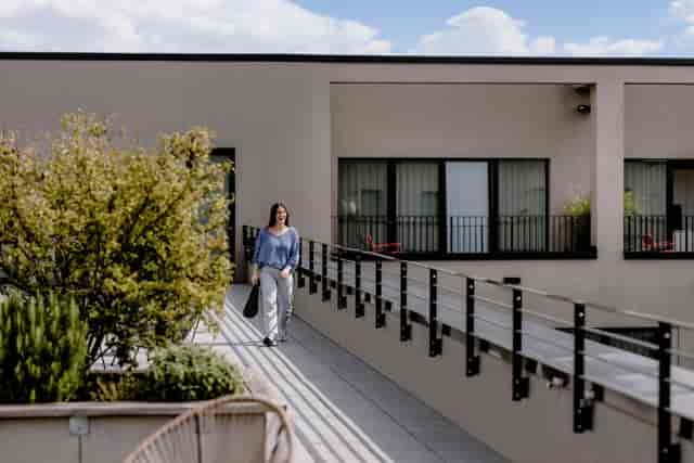 Outdoor terrace at The Flag München, ideal for networking and corporate breakout events.