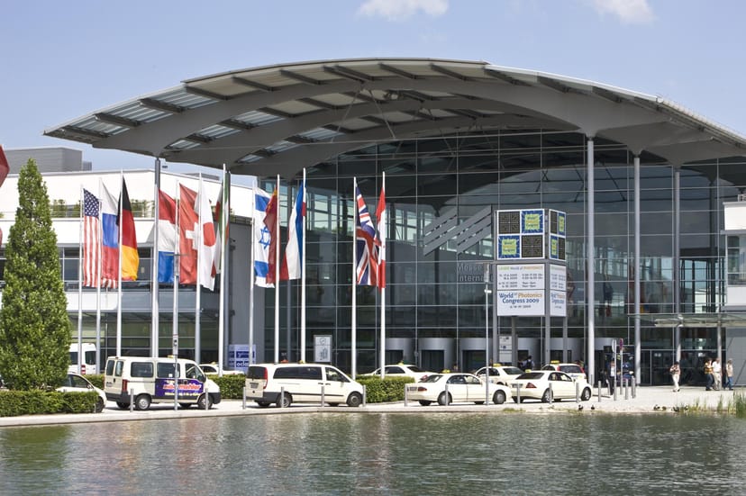 Messe München exhibition center entrance for international trade fairs and conventions.