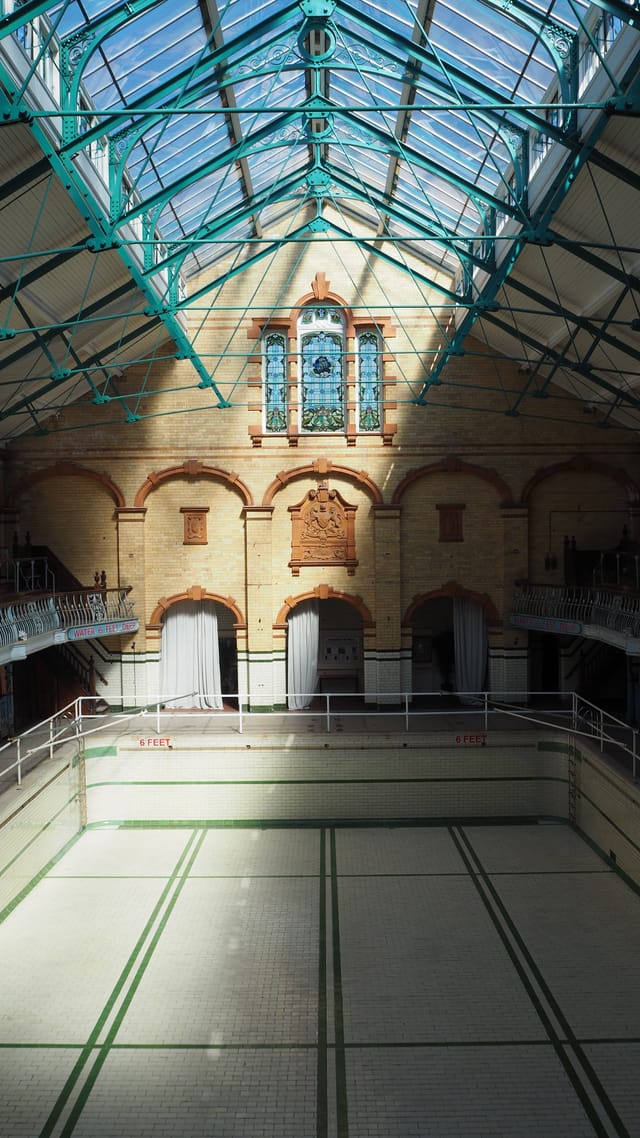 Victoria Baths Gala Pool: Industrial chic historic event venue for unique weddings and parties.