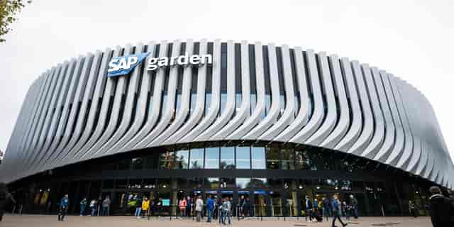 VIP boxes at SAP Garden: modern architectural venue for corporate events and sports.
