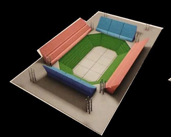 SAP Garden press conference floor plan with modular arena seating for event capacity management.