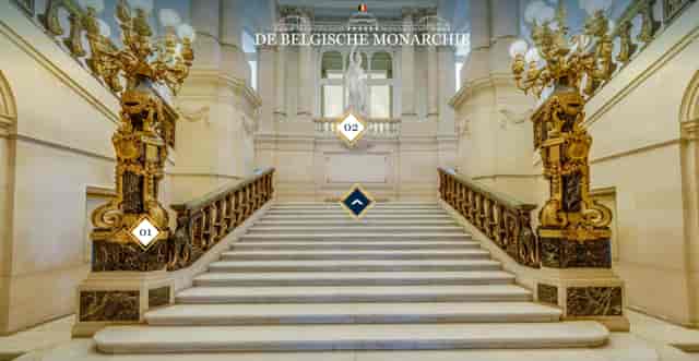 Grand marble staircase at Coudenberg Palace for VVIP gala and red-carpet event entrance.