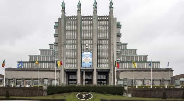 Art Deco facade of Palais 5 Brussels Expo for large-scale trade shows and professional congresses.