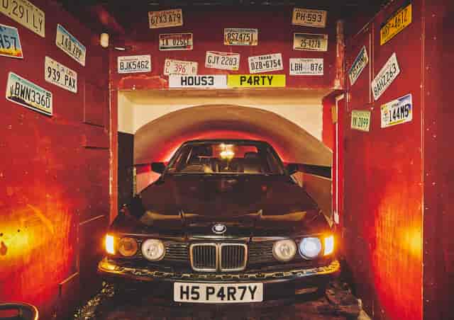 "The Basement venue with vintage car for unique parties and events."