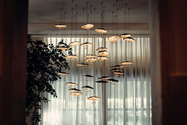 Modern pendant lighting at Salon Argenteuil, luxury venue for private reception or VIP dinner.