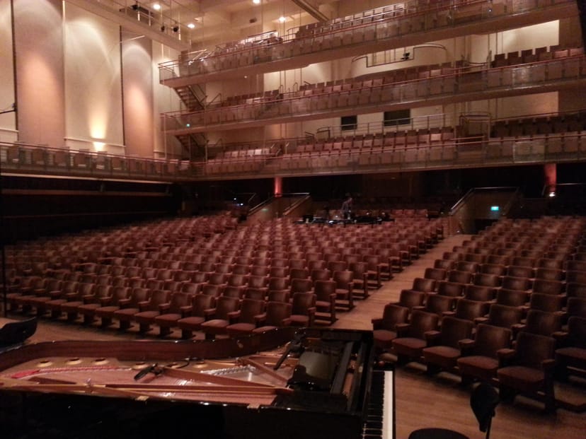 Tiered auditorium at Flagey concert hall for keynote sessions and formal awards galas.