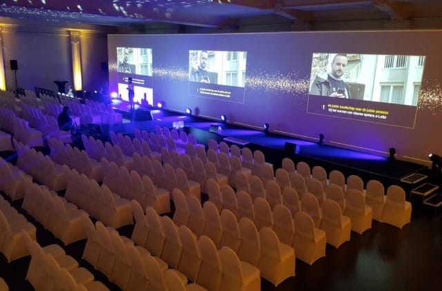 Modern theater setup in Brussels Albert Hall for professional keynote conference events.