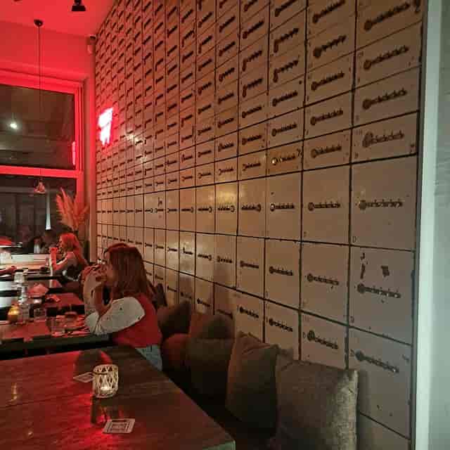 Themed Café in The Bank venue wall, perfect for corporate networking and VIP dinner events.