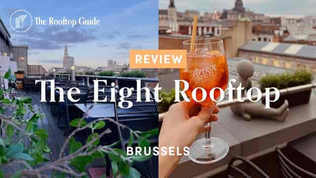 The Eight Rooftop in The Bedford Hotel, Brussels skyline view for corporate cocktail networking.