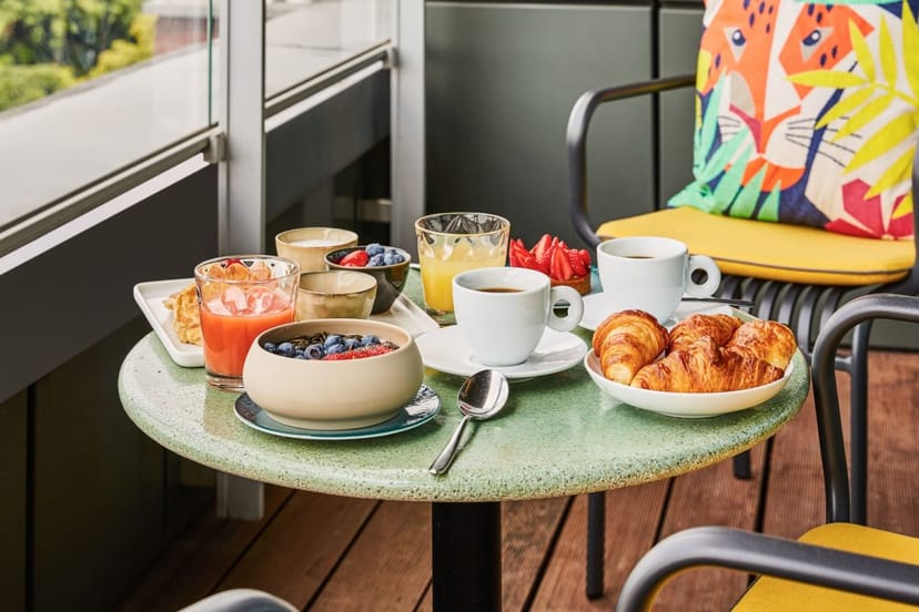 VIP breakout breakfast with continental pastries at The 1040 Brasserie terrace.