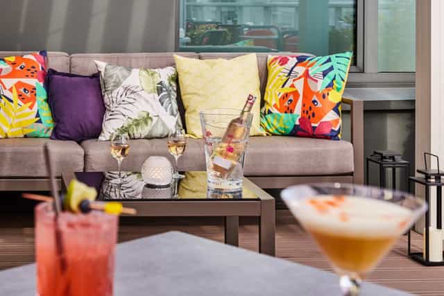 Rooftop bar lounge at The 1040 Etterbeek for corporate networking and VIP reception events.