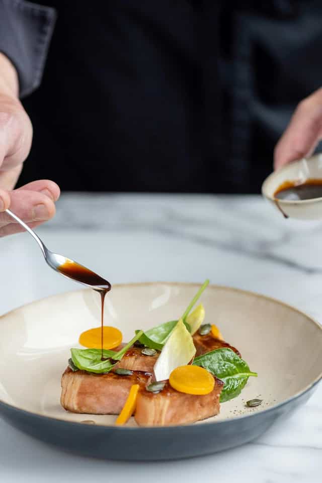 Premium banquet dining at Sentro Lounge & More, high-end plated service for events.