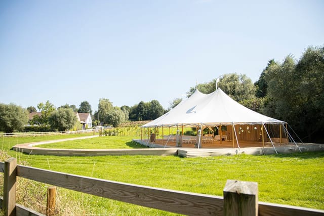 Classic marquee tent at Kattebroek outdoor event venue for wedding or corporate party planning.