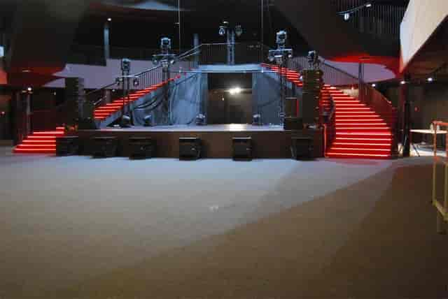 La Madeleine event space with LED-lit staircases for corporate galas and product launches.