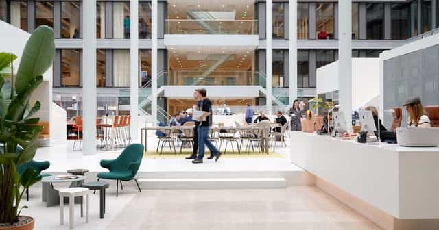 Spaces Manhattan Center atrium, multi-level design for corporate networking and business events.