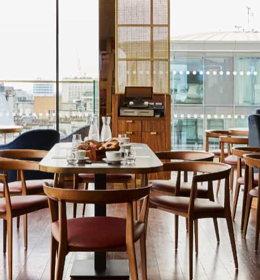 Modern boardroom at The View Leicester Square with floor-to-ceiling city views for VIP meetings.