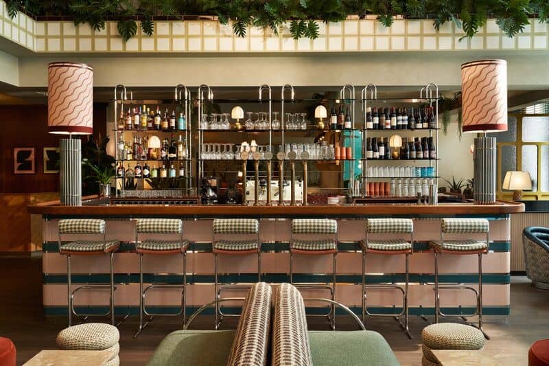 Stylish bar in The Hoxton, Brussels, ideal for networking events and informal meetings.