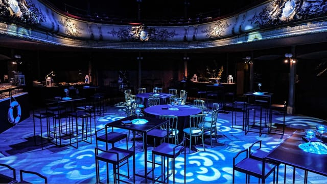 Salle des Clés theater reception with gobo lighting, perfect for corporate events and galas.