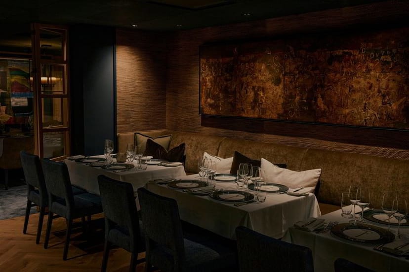 Spisestuen private dining room with ambient lighting for corporate dinners and VIP events.