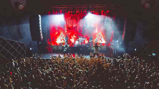 Sentrum Scene concert with dynamic stage lighting; GA venue production for live music events.
