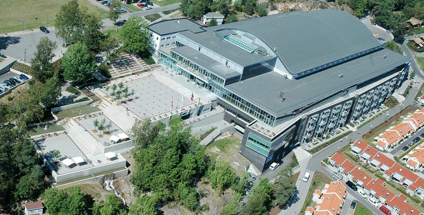 Plenary Hall conference venue, Oslofjord Convention Center with expansive outdoor plazas for events.
