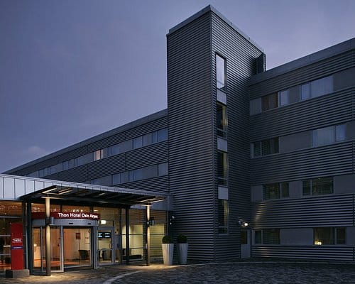 Thon Hotel Oslo Airport suite exterior, ideal for corporate meetings and group bookings.