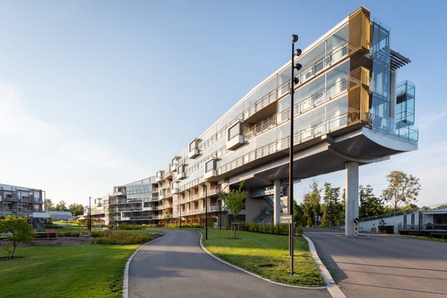 Modern House of Oslo convention center with outdoor courtyard for corporate retreats and workshops.